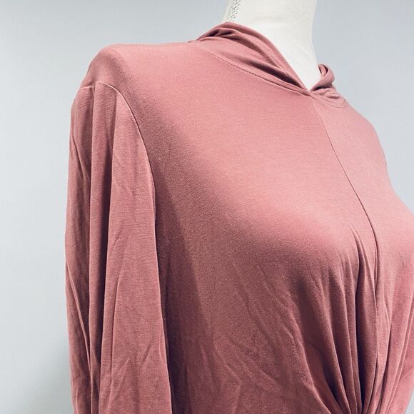 SWEATY BETTY 6 Tori Twist Front Hooded Pullover Top Cinder Pink Athleisure Soft - Picture 6 of 14